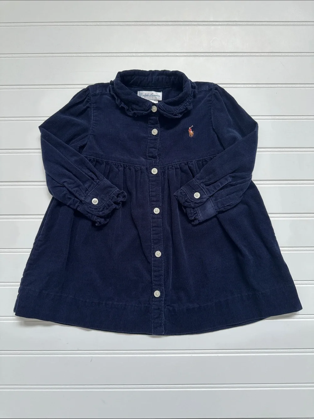 Ralph Lauren Navy Blue Corduroy Shirtdress Girls 6M